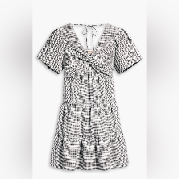 Levi’s Volume Sleeved Tiered Dress; Gingham - Grey; Size L - Picture 4 of 4